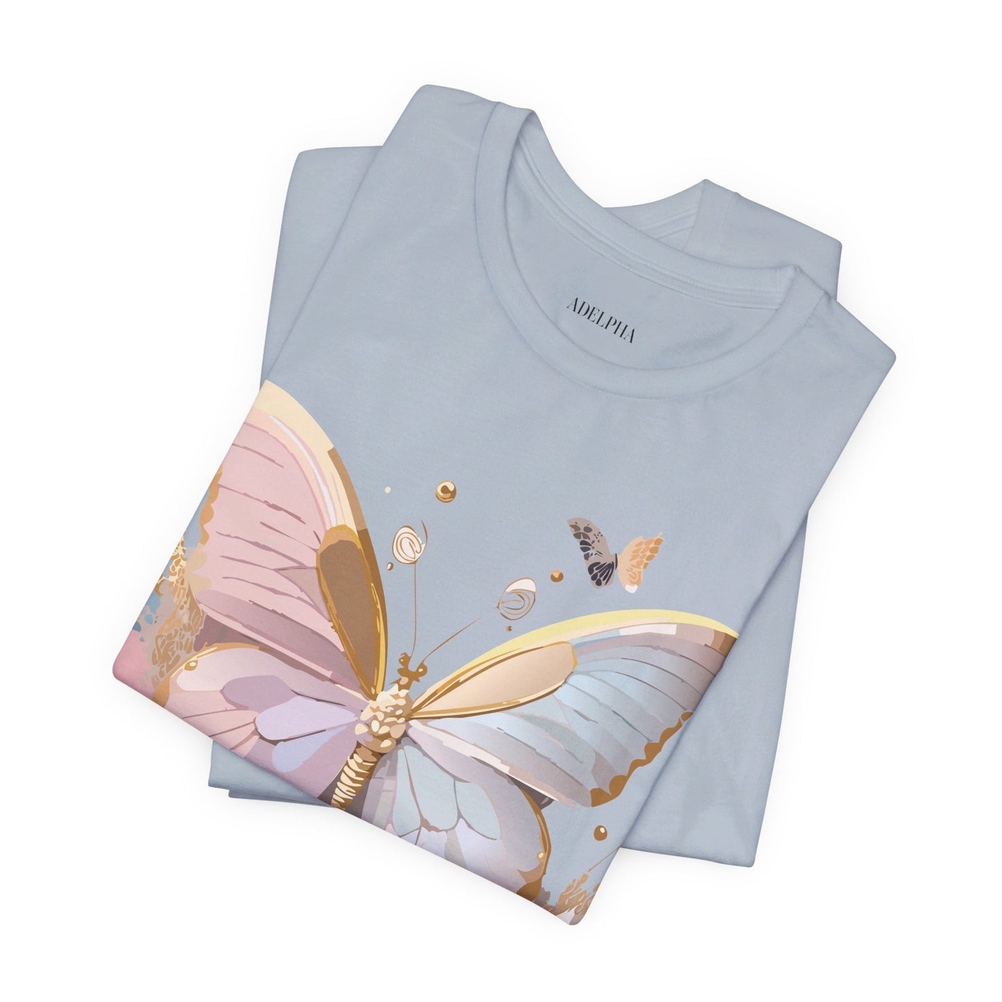 Natural Cotton Tee Shirt with Butterfly