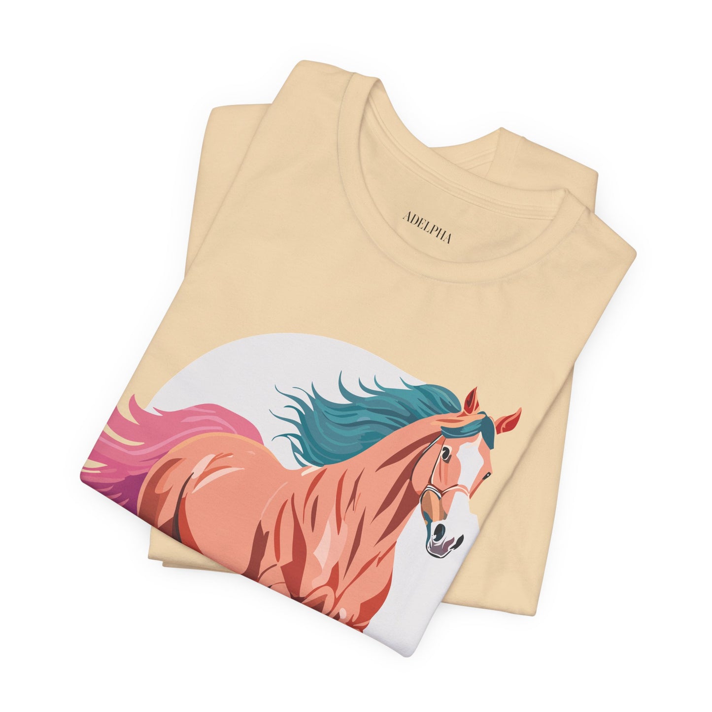 Natural Cotton Tee Shirt with Horse