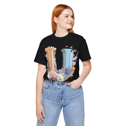 Natural Cotton Tee Shirt - Letters Collection - U Printify