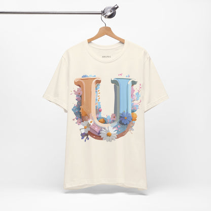 Natural Cotton Tee Shirt - Letters Collection - U Printify