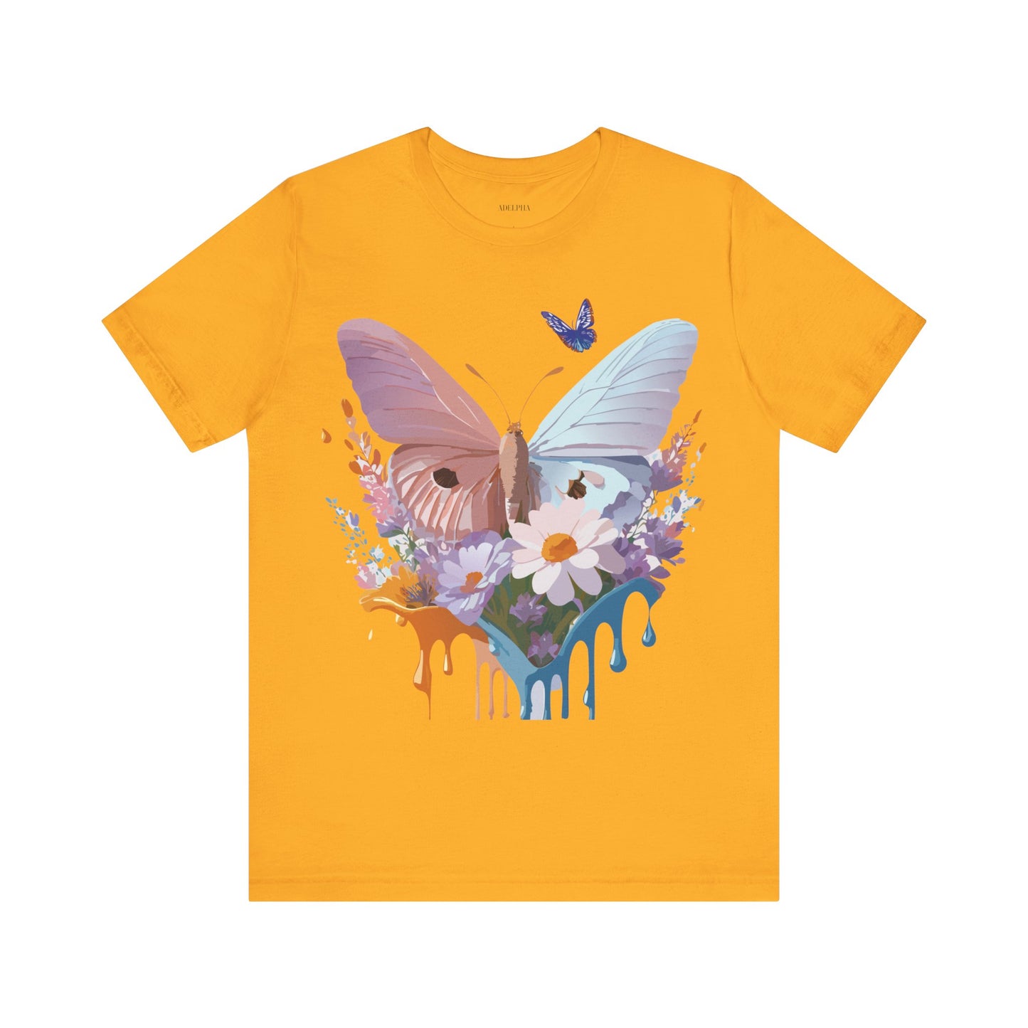 Natural Cotton Tee Shirt with Butterfly