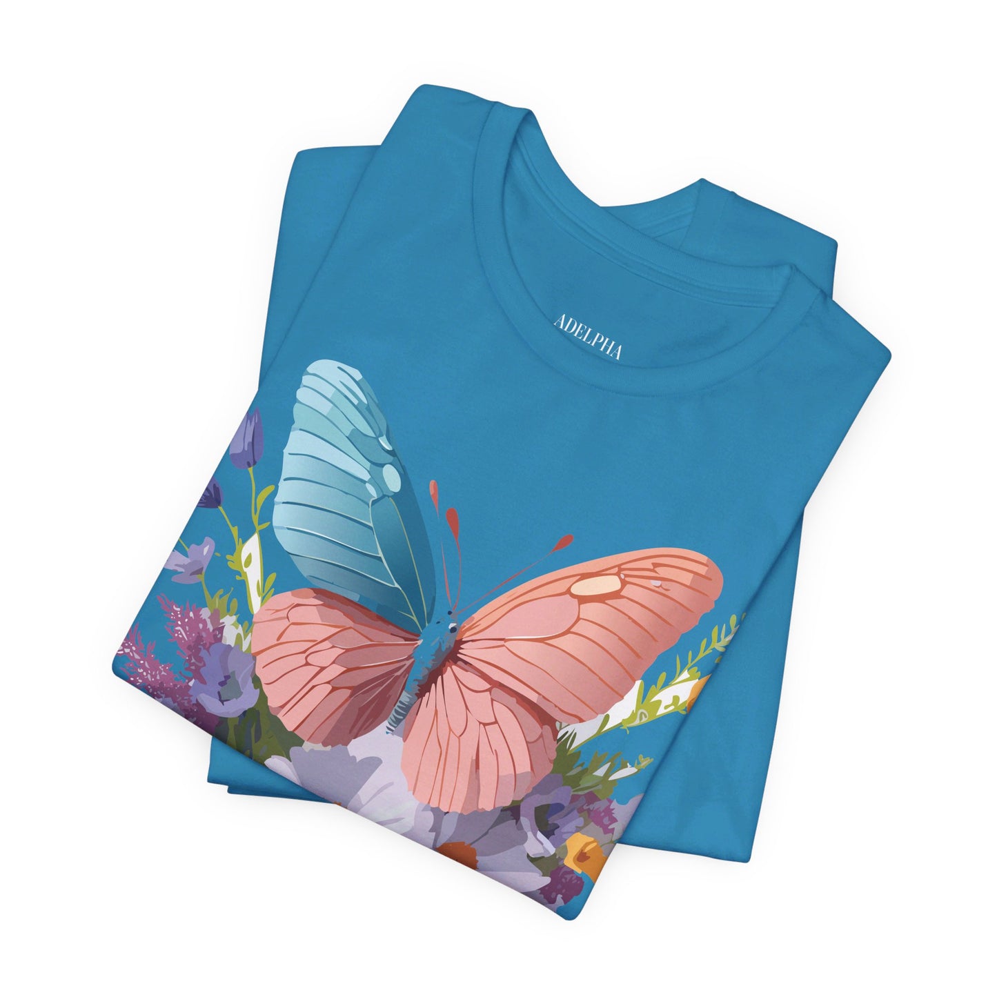 Natural Cotton Tee Shirt with Butterfly