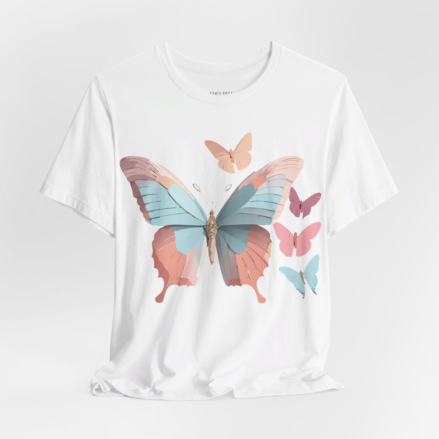 Natural Cotton Tee Shirt with Butterfly