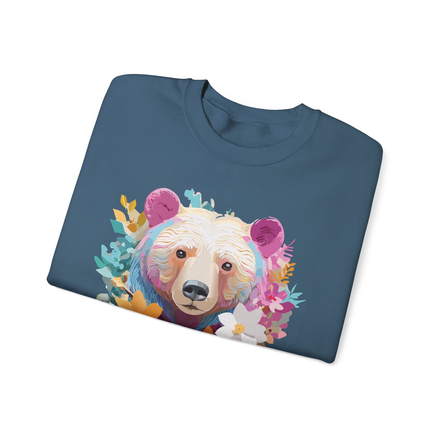 Unisex Floral Bear Sweatshirt, Animals Sweatshirt, Floral Sweatshirt, Art Design Sweatshirt