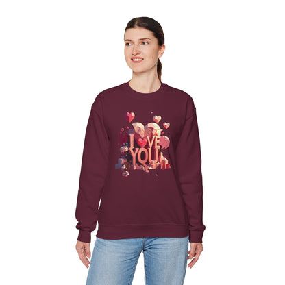 Unisex Heart Love Sweatshirt Floral Valentines Day Cotton Poly Fifty Fifty Blend