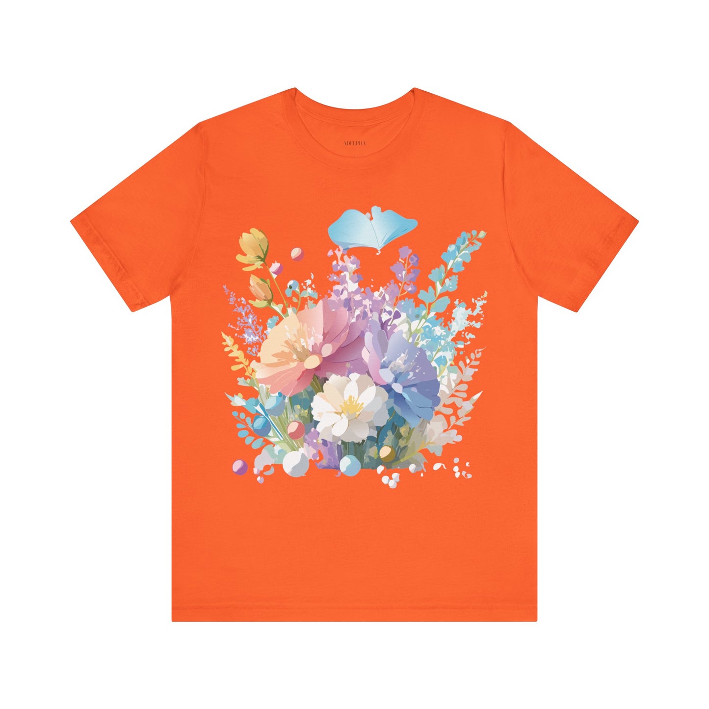 Natural Cotton Tee Shirt with Flowers