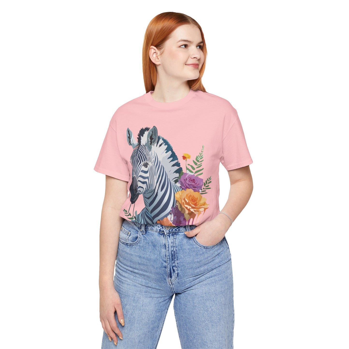 Natural Cotton Tee Shirt with Zebra