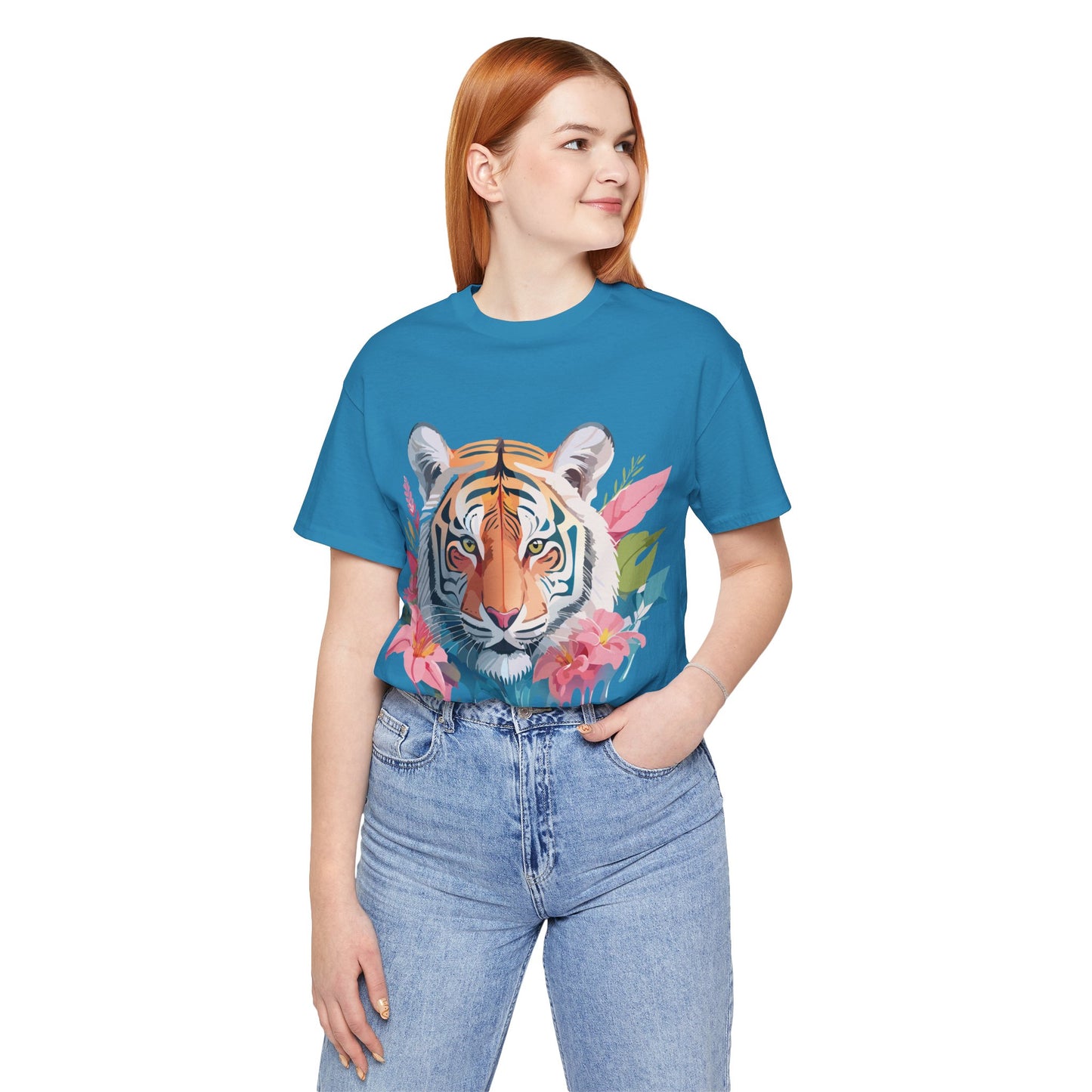 Natural Cotton Tee Shirt with Tiger