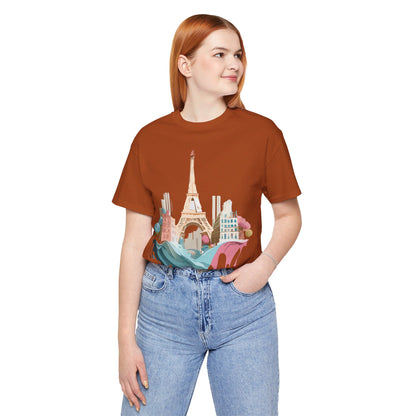 Natural Cotton Tee Shirt - Beautiful Places Collection - Paris Printify