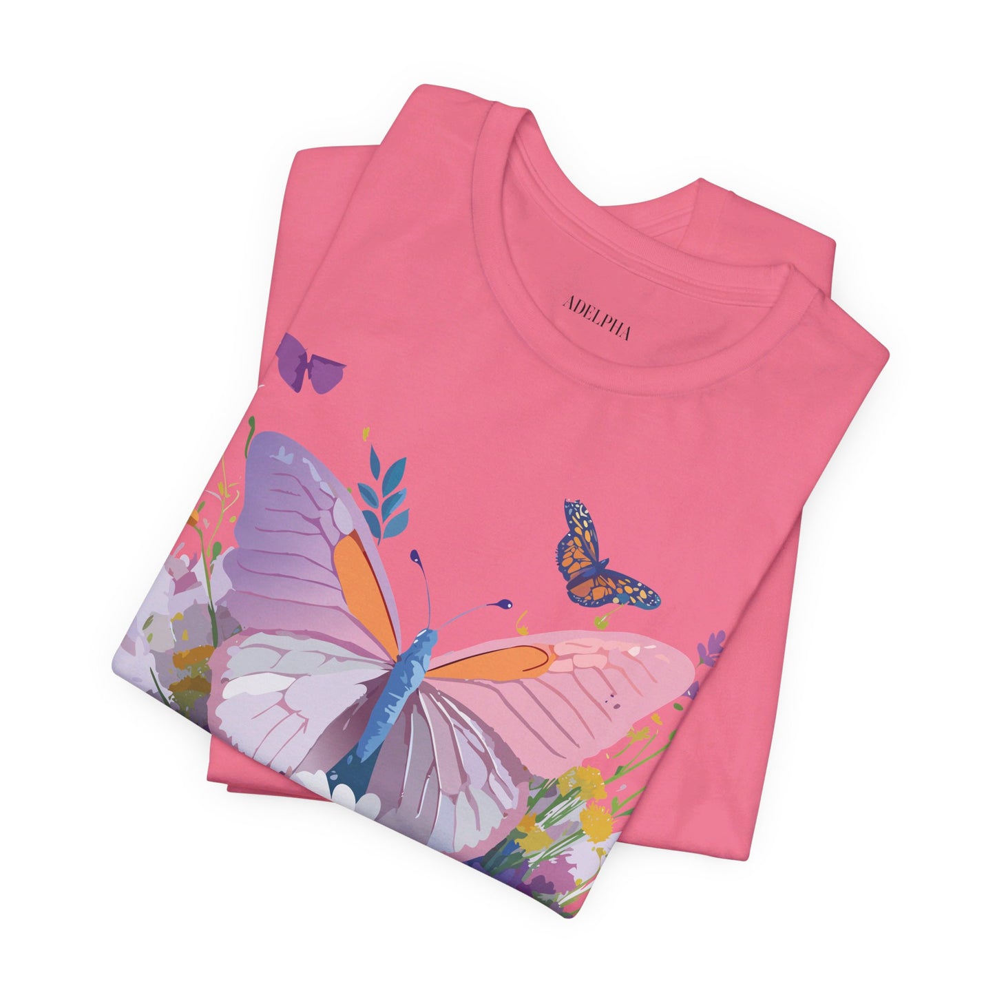 Natural Cotton Tee Shirt with Butterfly