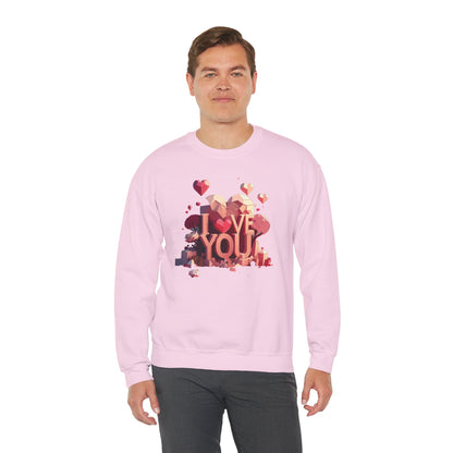 Unisex Heart Love Sweatshirt Floral Valentines Day Cotton Poly Fifty Fifty Blend