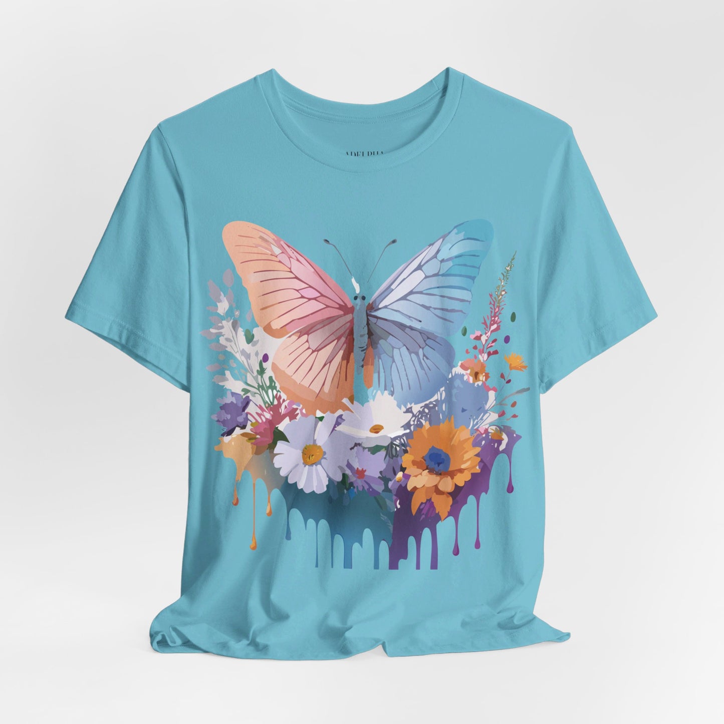 Natural Cotton Tee Shirt with Butterfly