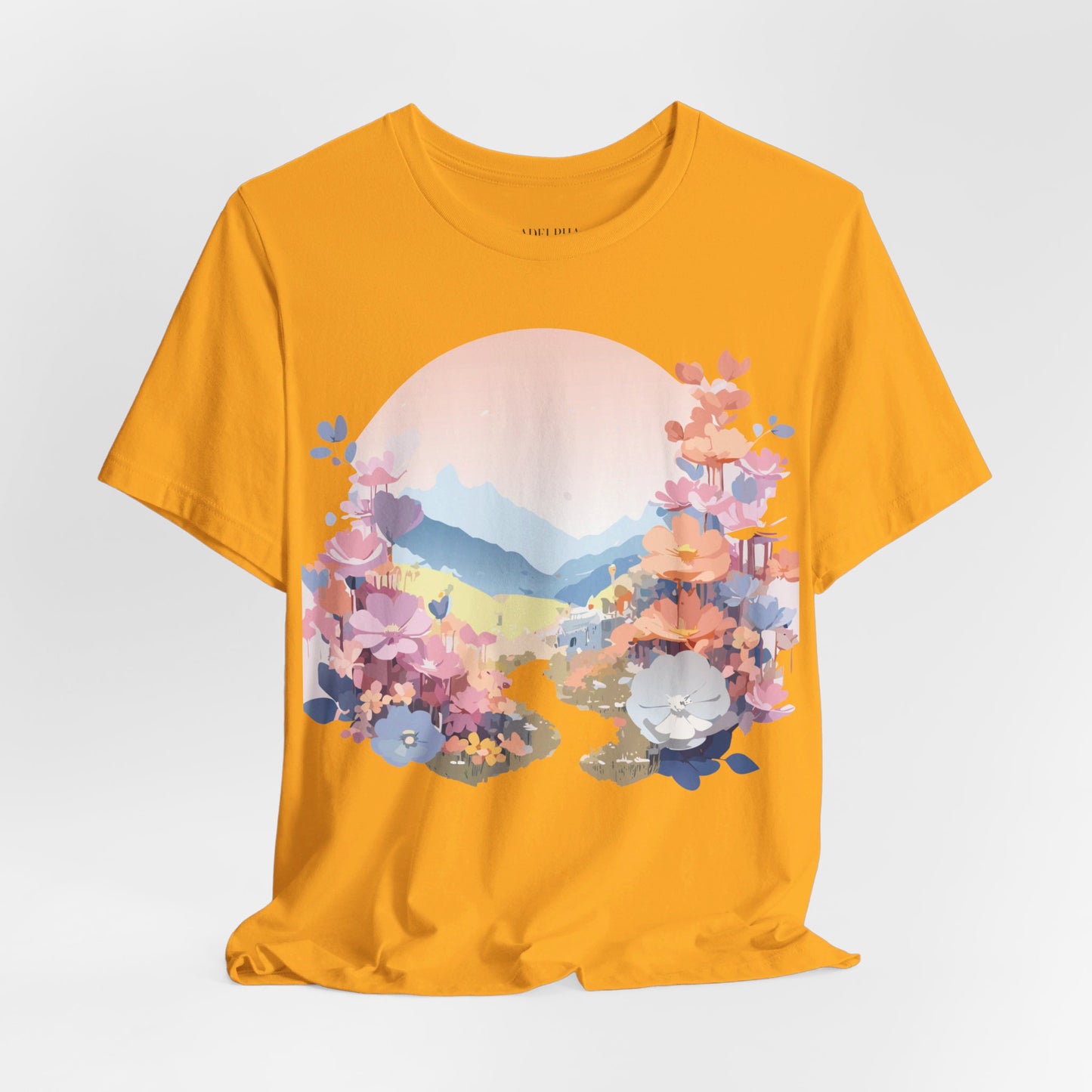 Natural Cotton Tee Shirt with Flowers