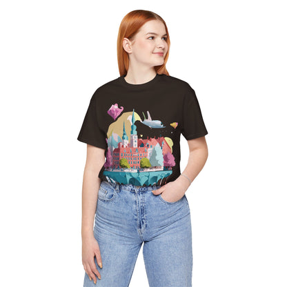 Natural Cotton Tee Shirt - Beautiful Places Collection - Warnemünde and Rostock - Germany Printify