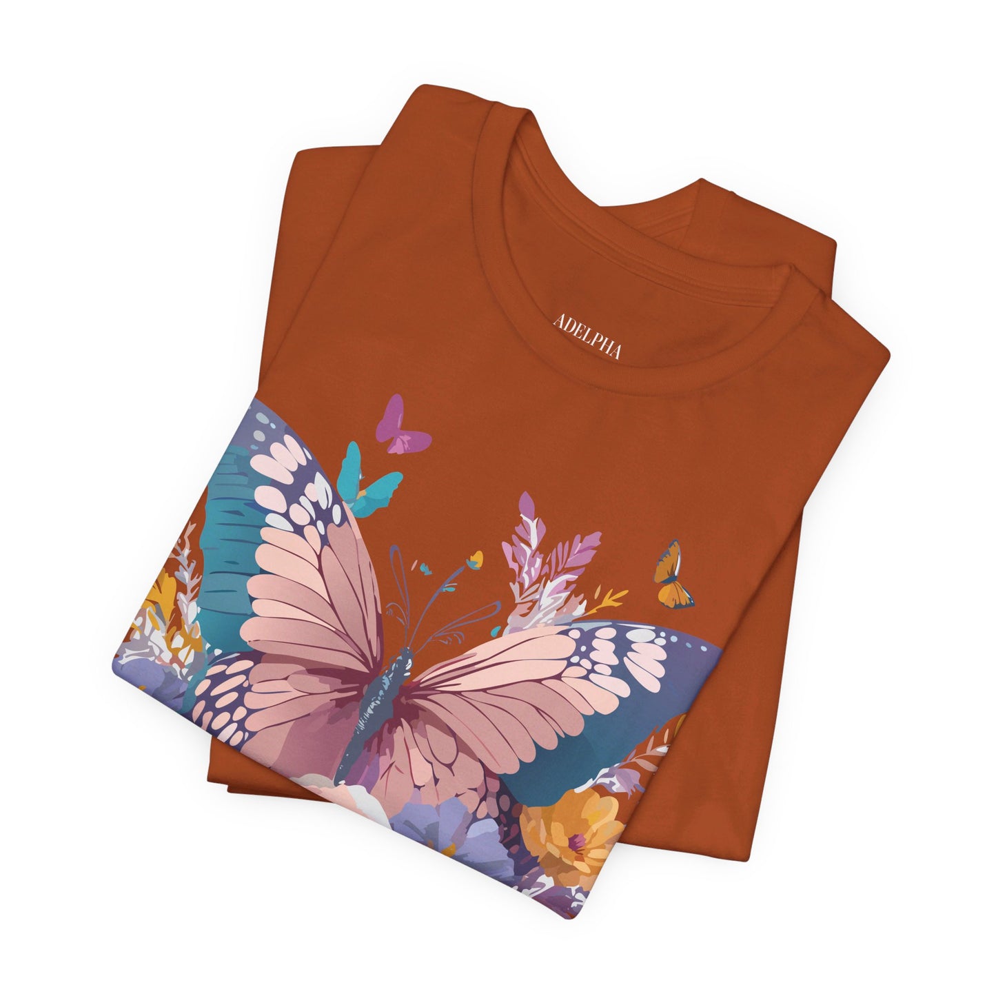 Natural Cotton Tee Shirt with Butterfly