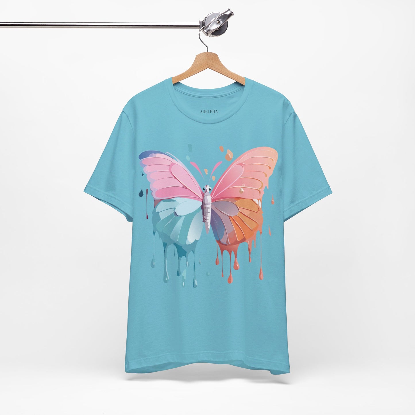 Natural Cotton Tee Shirt with Butterfly