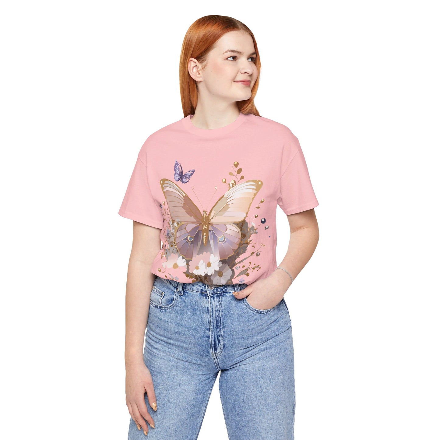 T-shirt en coton naturel avec papillon