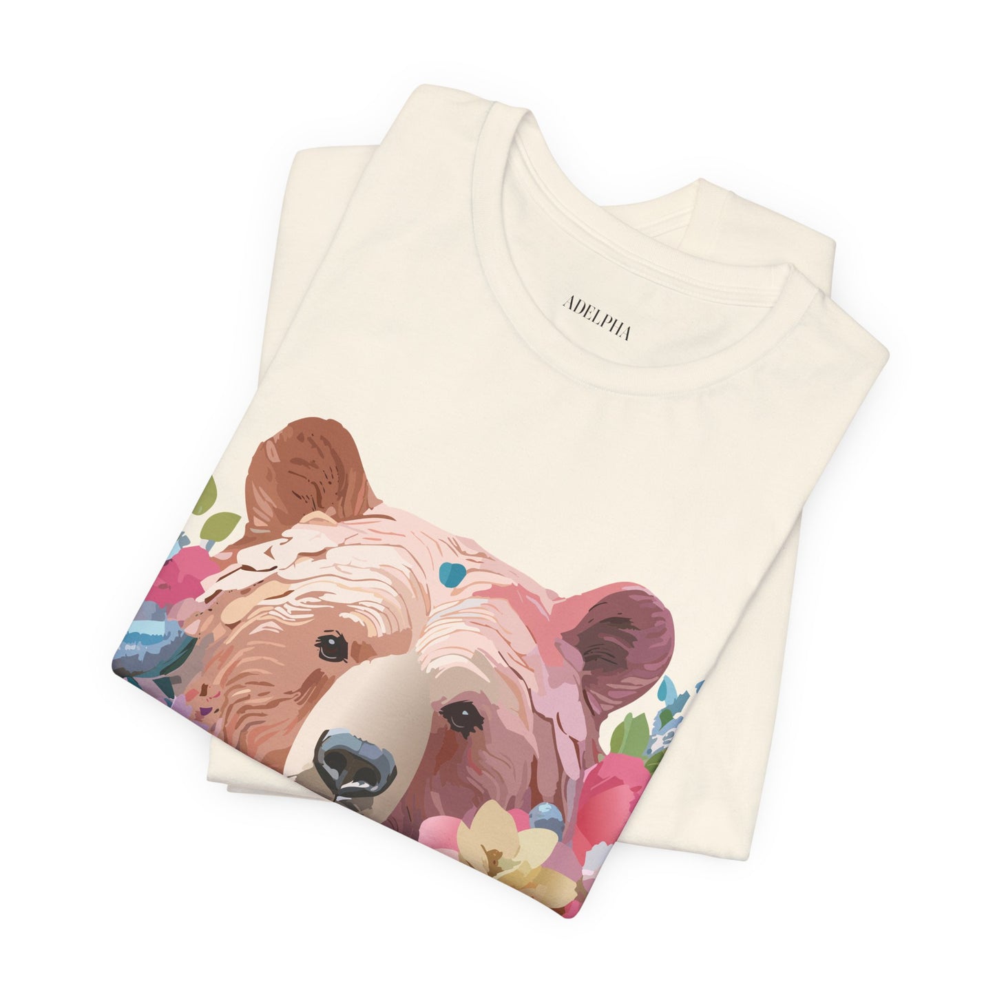 Natural Cotton Tee Shirt with Bear