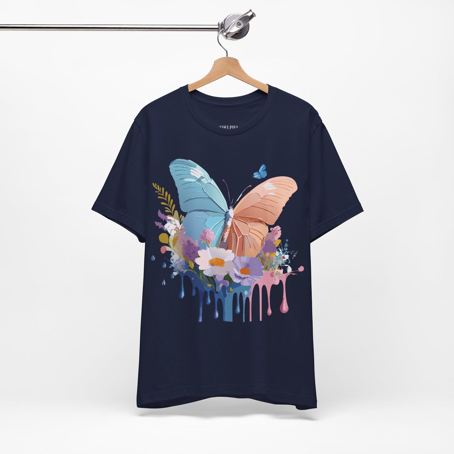 Natural Cotton Tee Shirt with Butterfly