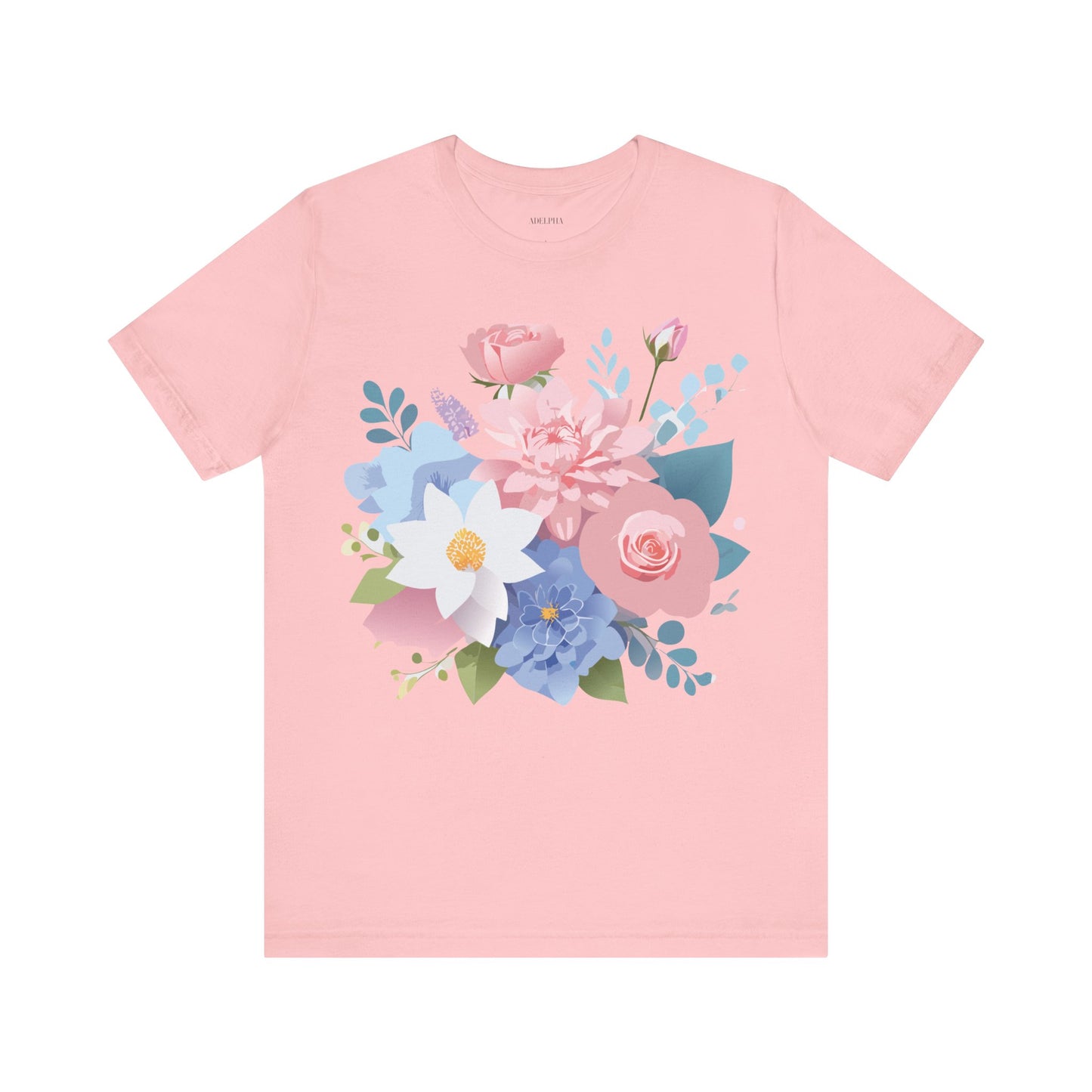 Natural Cotton Tee Shirt with Flowers