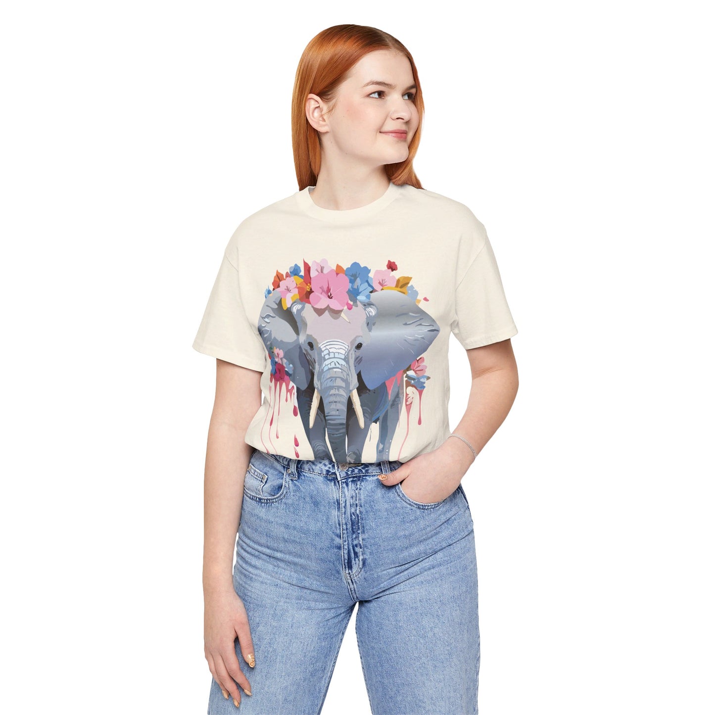 T-Shirt aus natürlicher Baumwolle mit Elefant