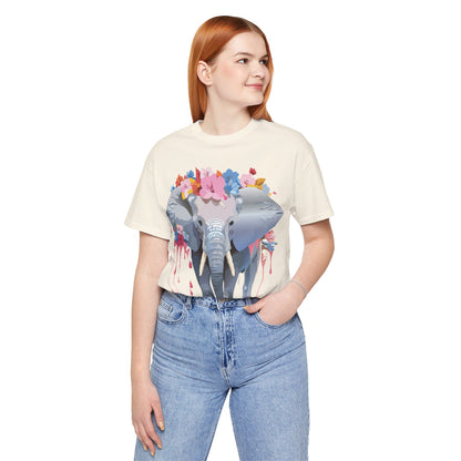 Natural Cotton Tee Shirt with Elephant Printify