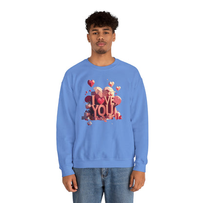 Unisex Heart Love Sweatshirt Floral Valentines Day Cotton Poly Fifty Fifty Blend