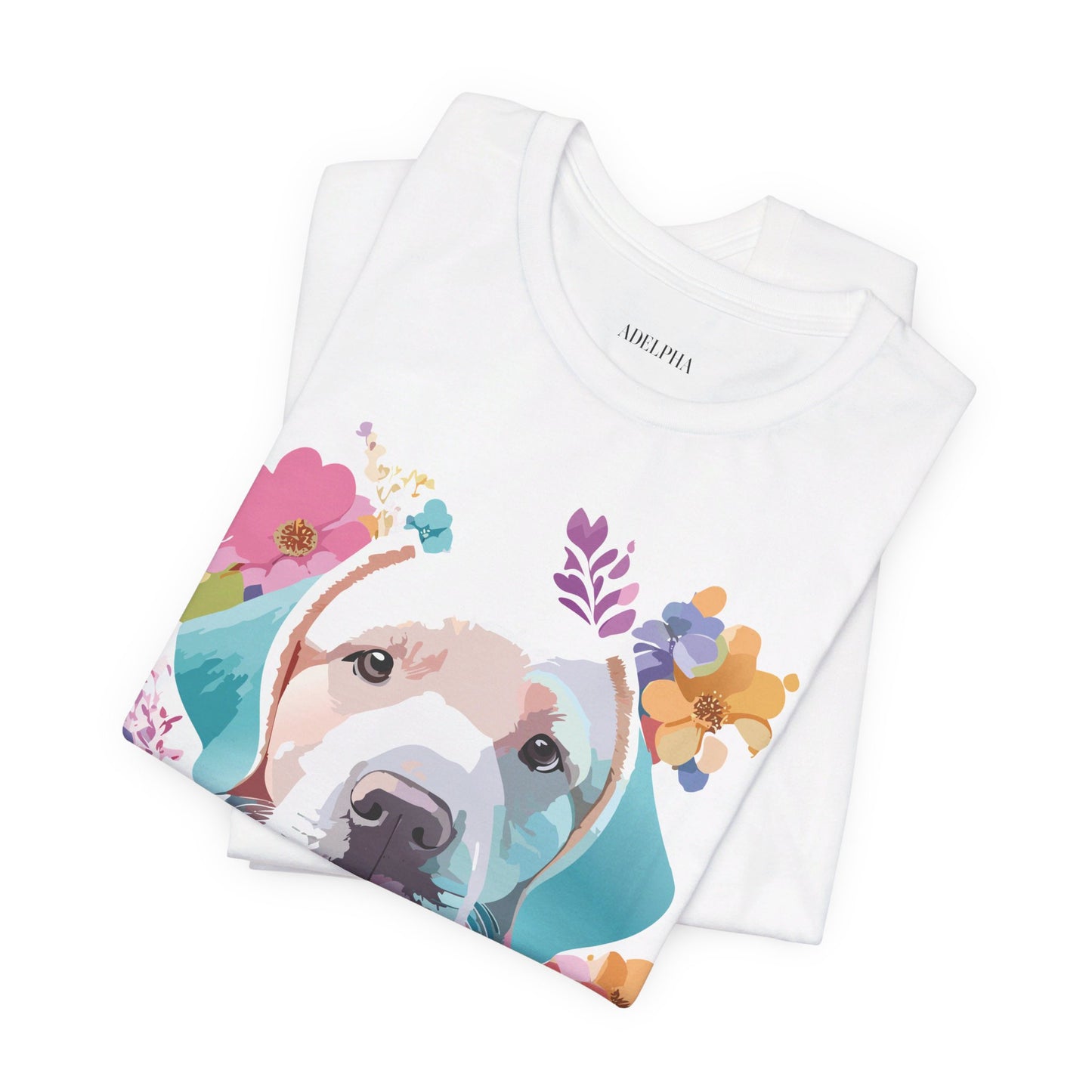 Natural Cotton Tee Shirt with Dog