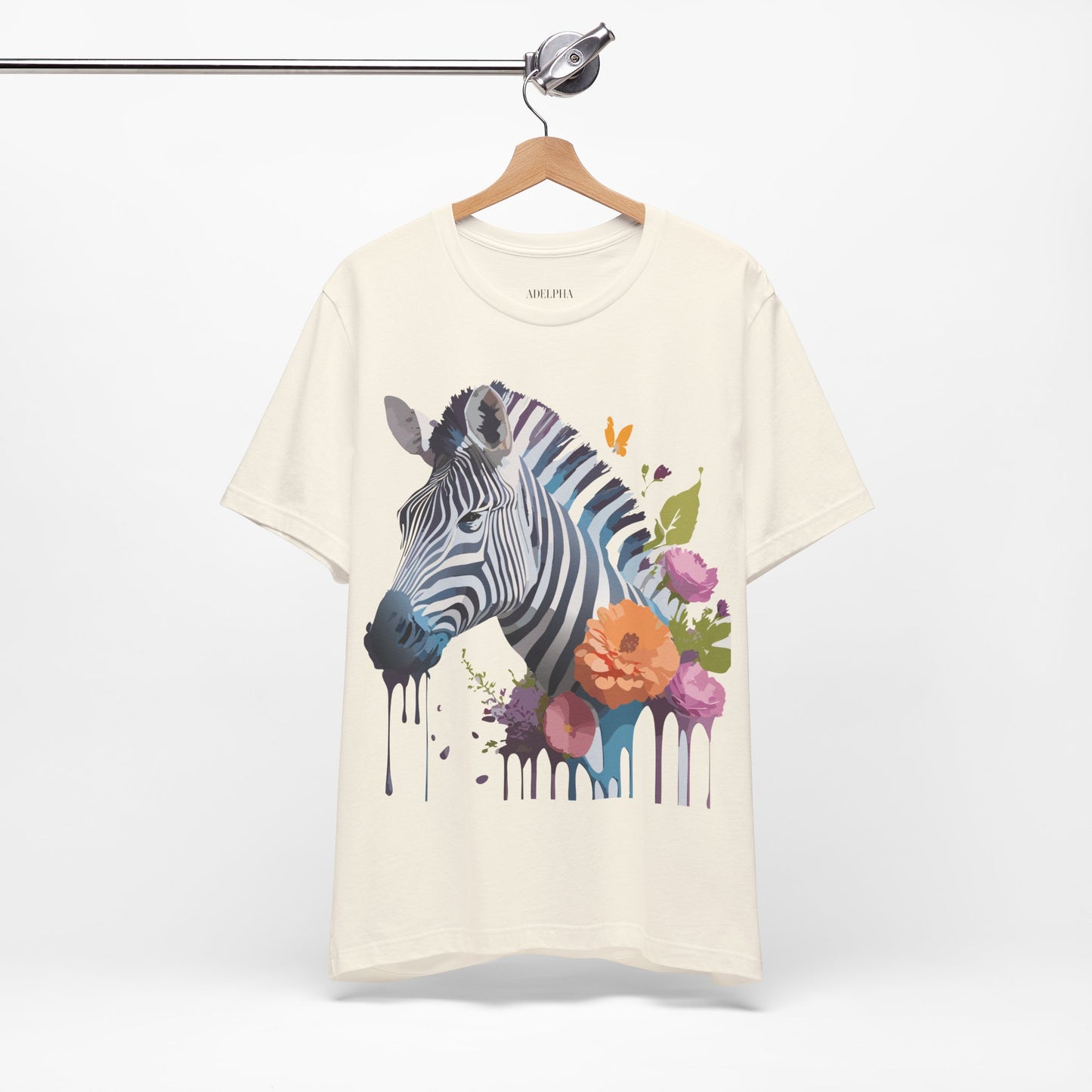 Natural Cotton Tee Shirt with Zebra