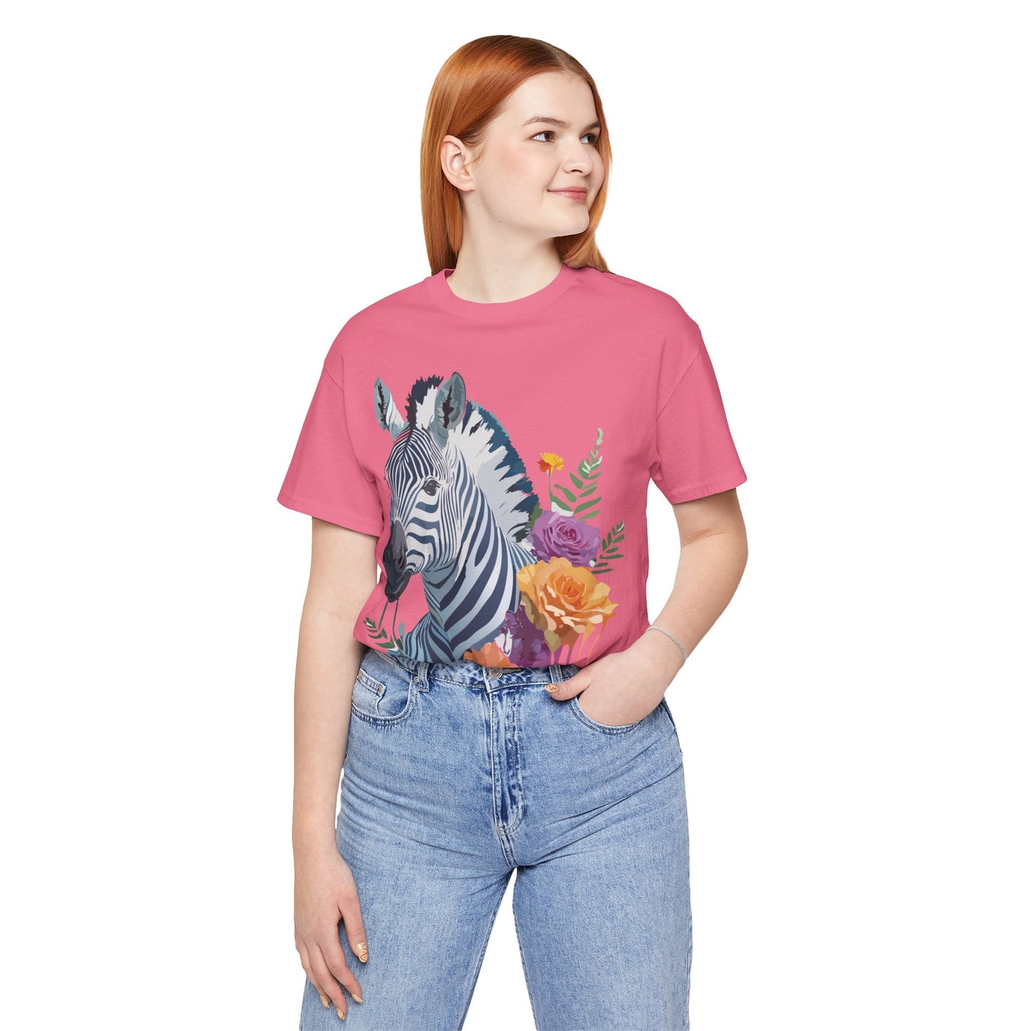 Natural Cotton Tee Shirt with Zebra