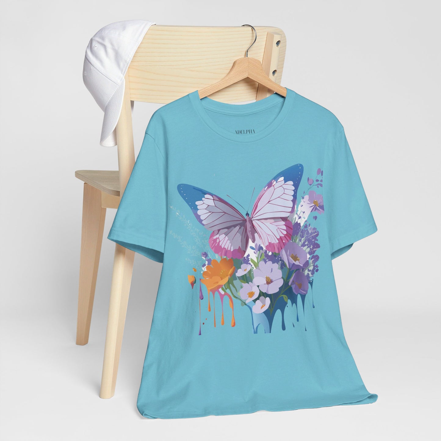 Natural Cotton Tee Shirt with Butterfly