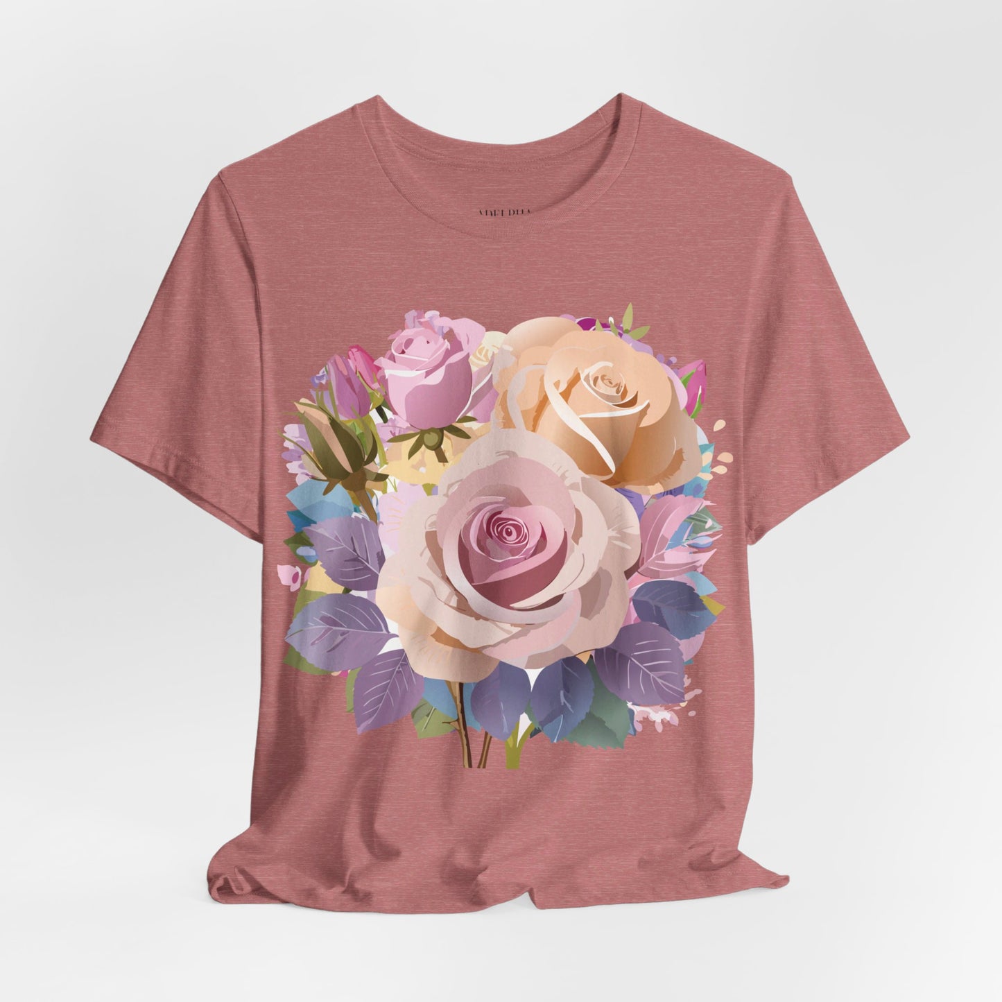 Natural Cotton Tee Shirt with Flowers