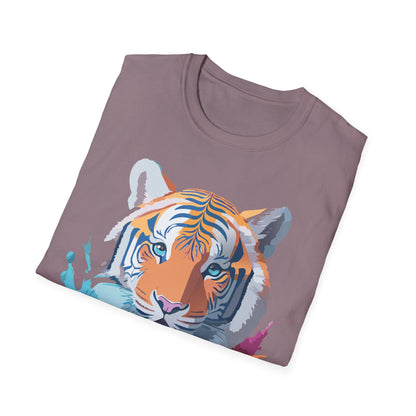 Tiger Print Shirt Unisex Softstyle Tee 100 Percent Ring Spun Cotton