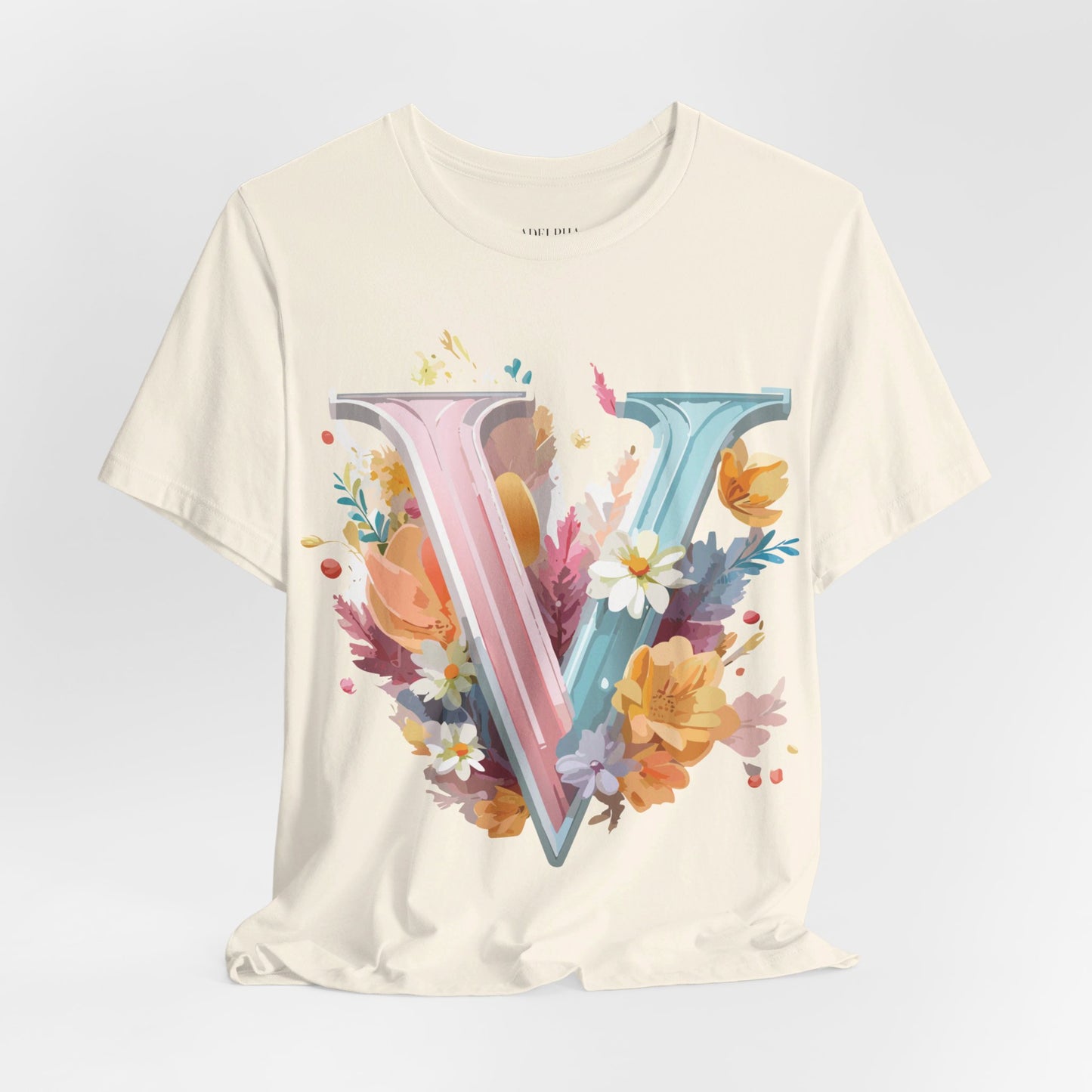 Natural Cotton Tee Shirt - Letters Collection - V