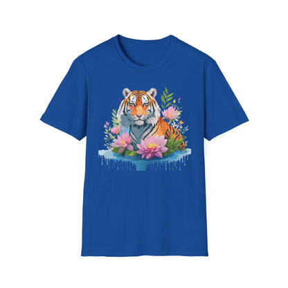 Tiger Print Unisex T Shirt Gildan Softstyle 64000 Animal Tee