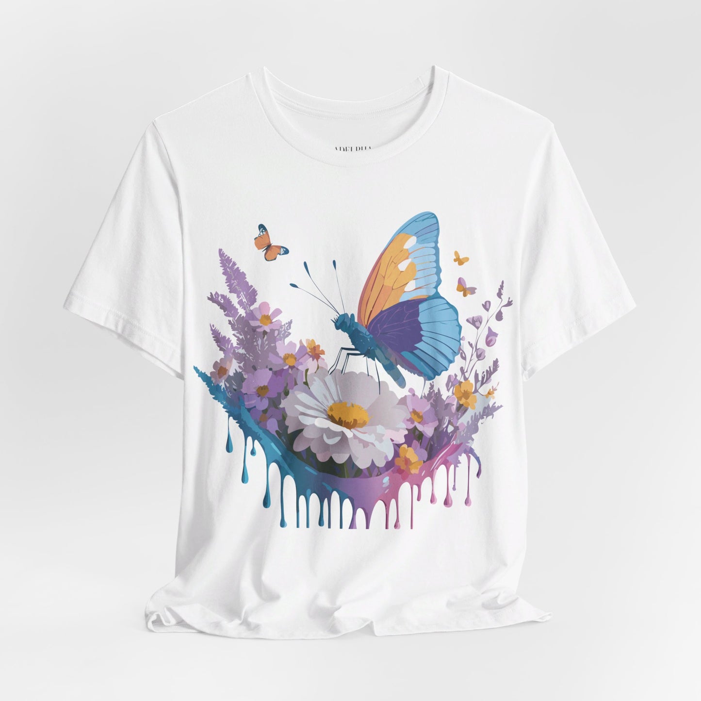 Natural Cotton Tee Shirt with Butterfly