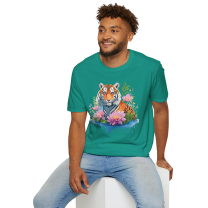 Tiger Print Unisex T Shirt Gildan Softstyle 64000 Animal Tee