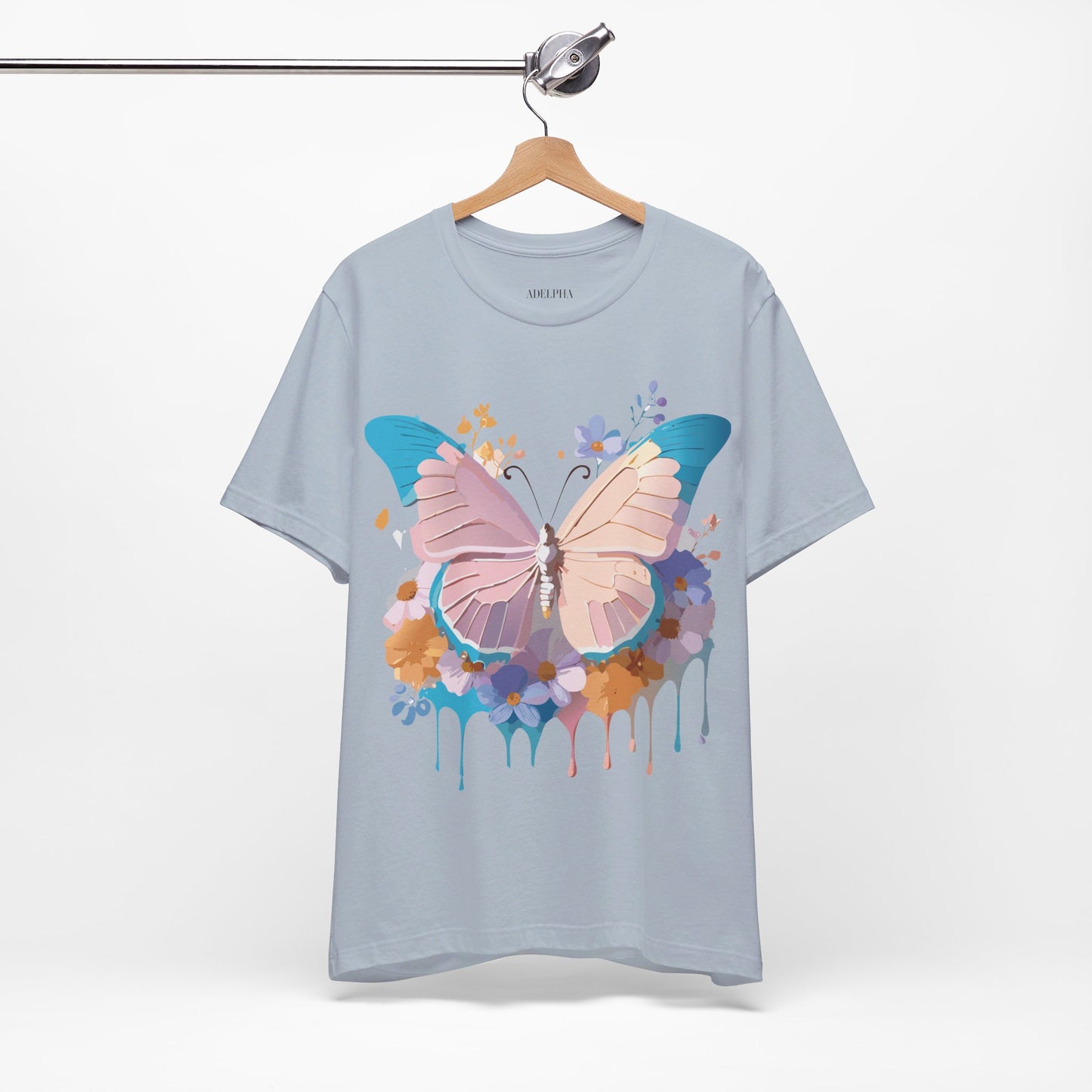 Natural Cotton Tee Shirt with Butterfly