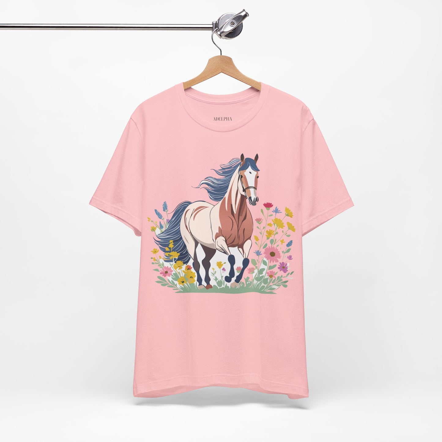 Natural Cotton Tee Shirt with Horse