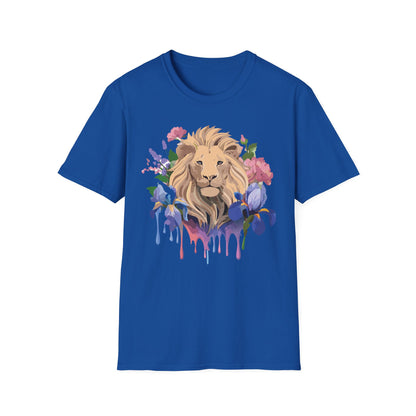 Unisex Softstyle Lion Shirt Floral Lion Tee Animal Print Graphic Tee