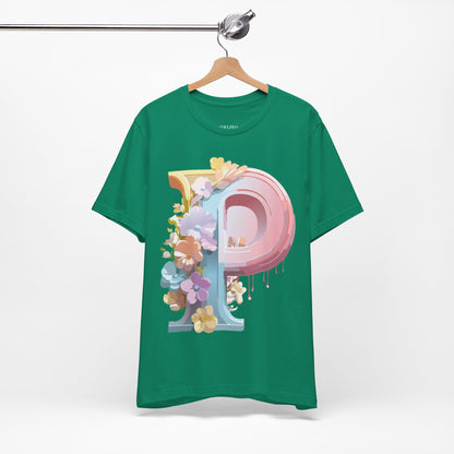 Natural Cotton Tee Shirt - Letters Collection - P Printify