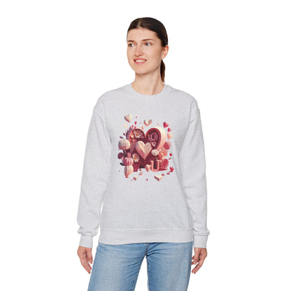 Unisex Floral Big Heart Sweatshirt Love Floral Valentine Day Cotton Poly Blend