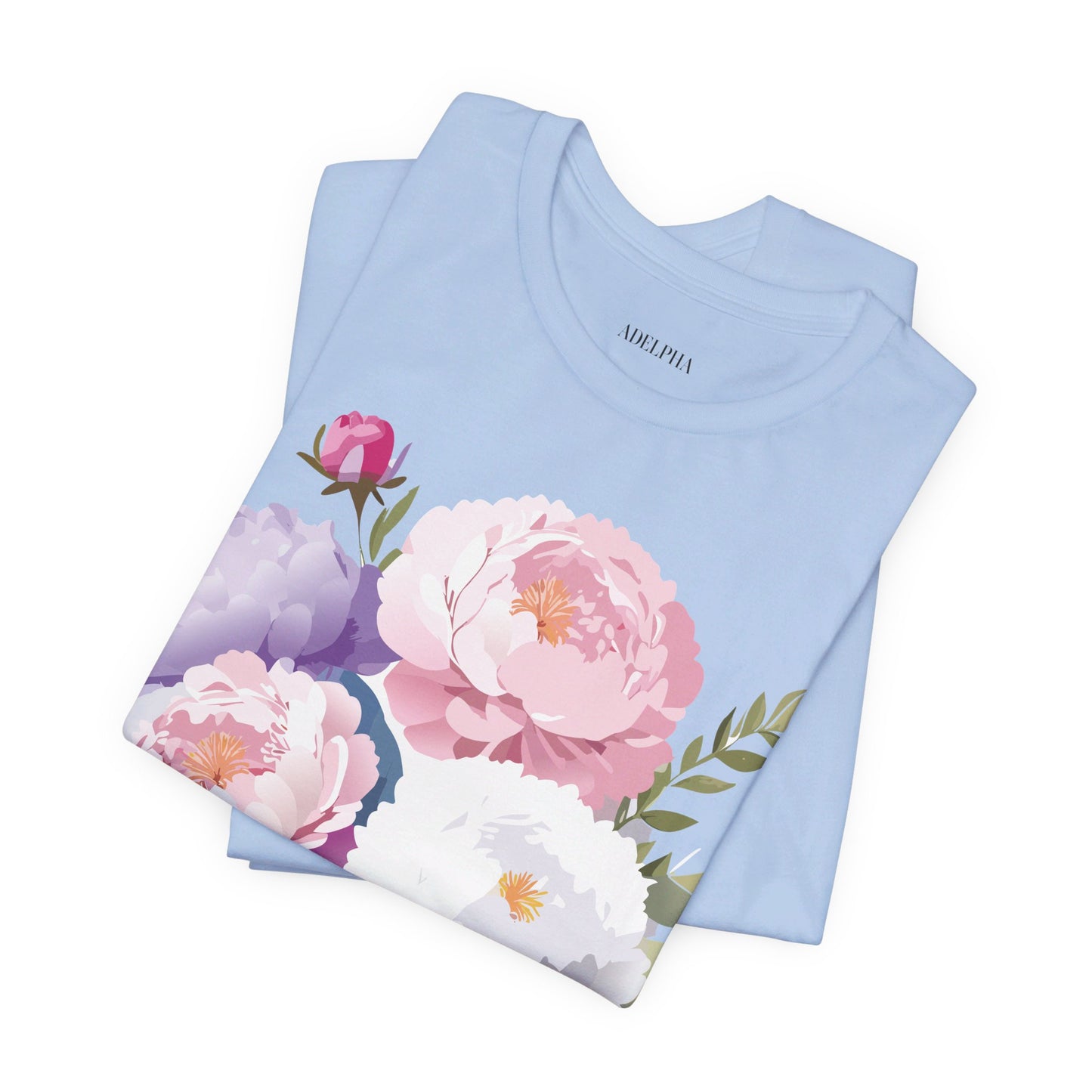 Natural Cotton Tee Shirt with Flowers