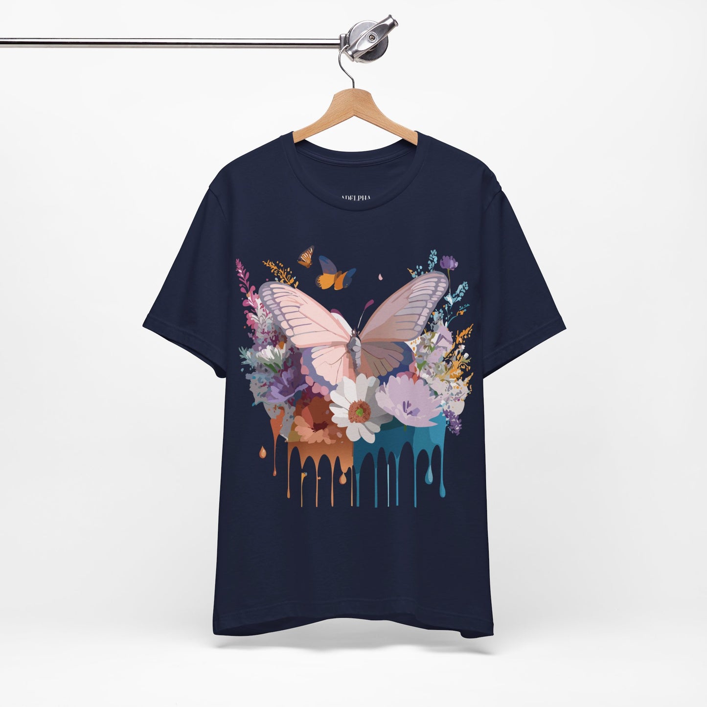 Natural Cotton Tee Shirt with Butterfly