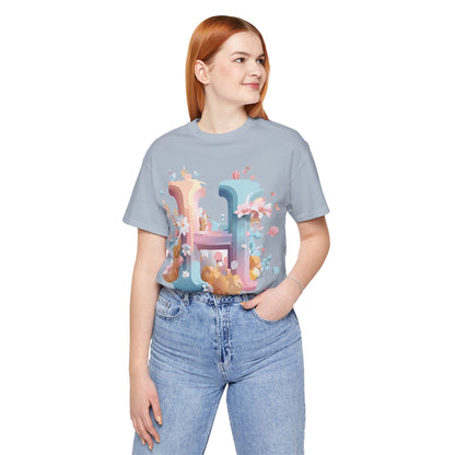 Natural Cotton Tee Shirt - Letters Collection - H Printify