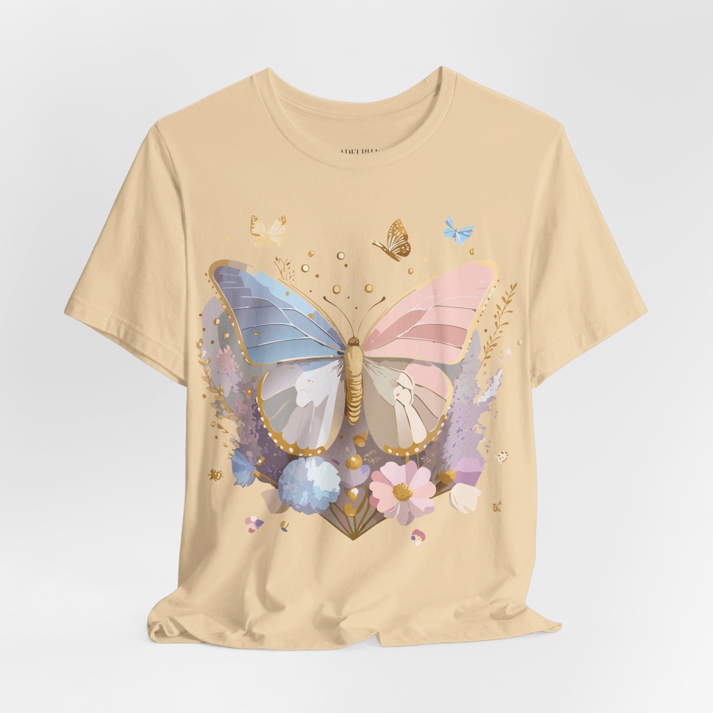 Natural Cotton Tee Shirt with Butterfly