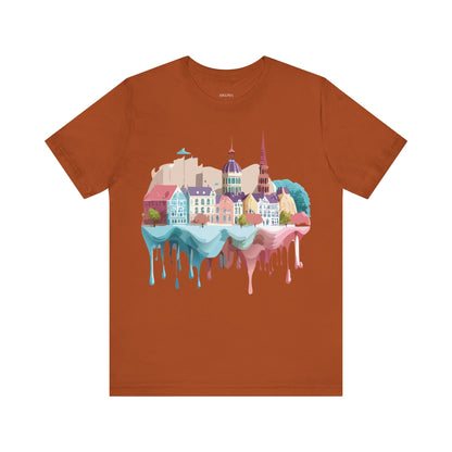 Natural Cotton Tee Shirt - Beautiful Places Collection - Warnemünde and Rostock - Germany Printify