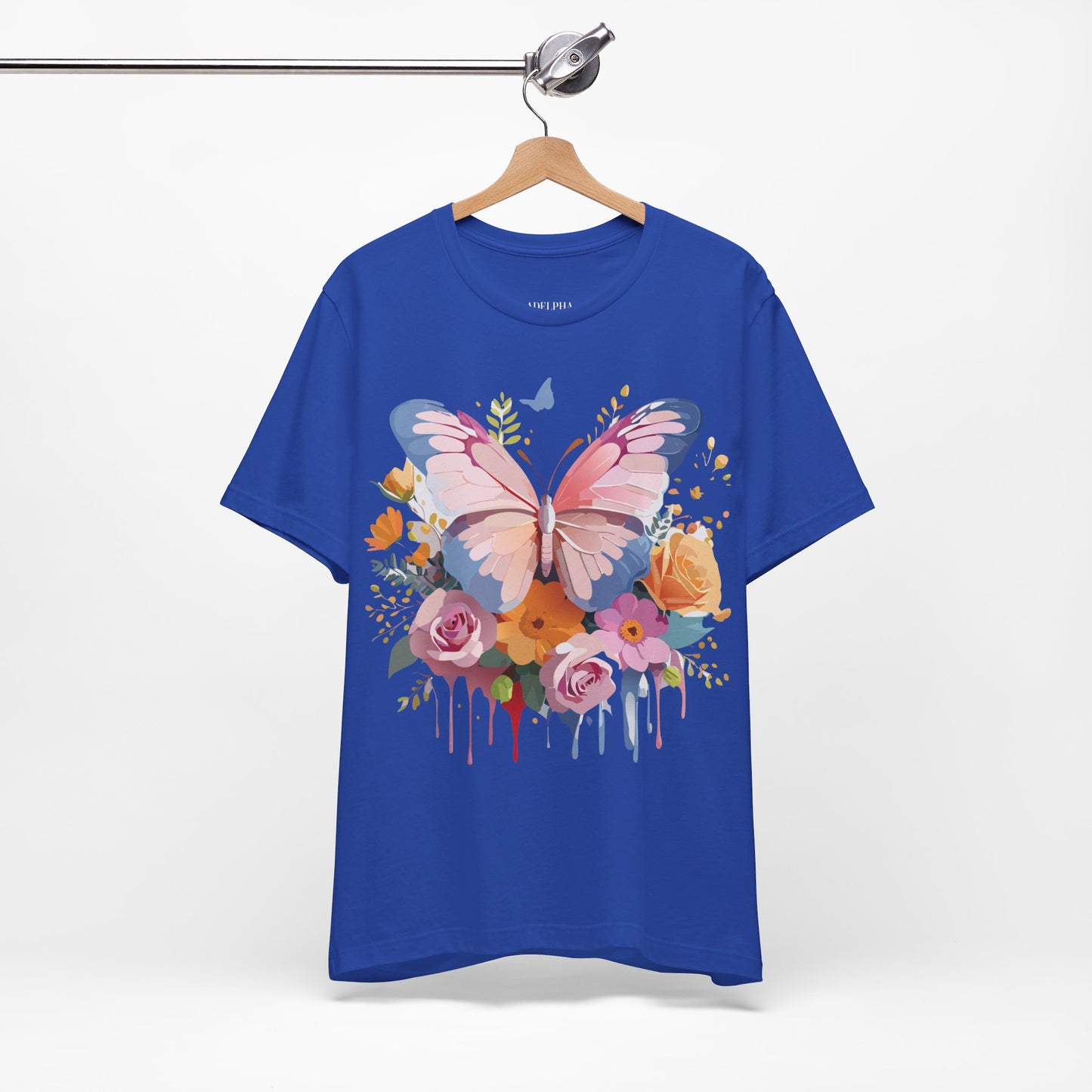 Natural Cotton Tee Shirt with Butterfly