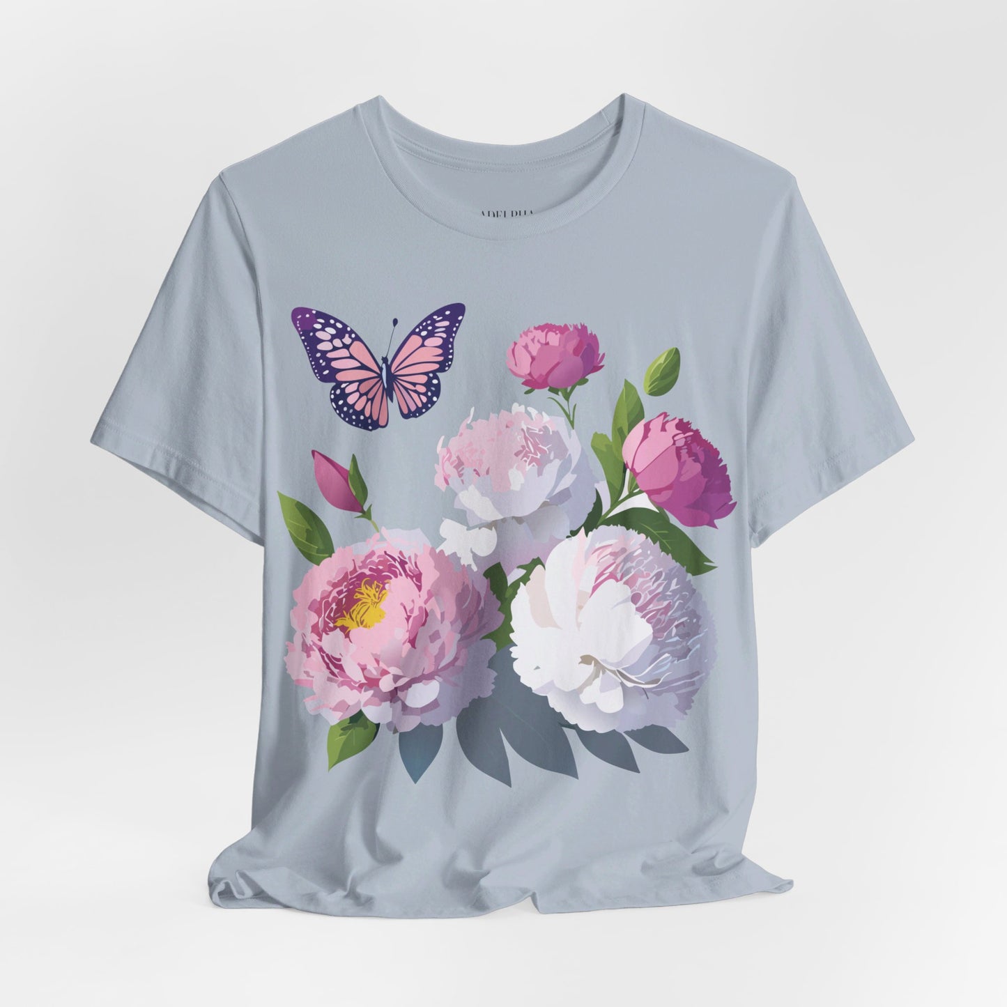 Natural Cotton Tee Shirt with Flowers