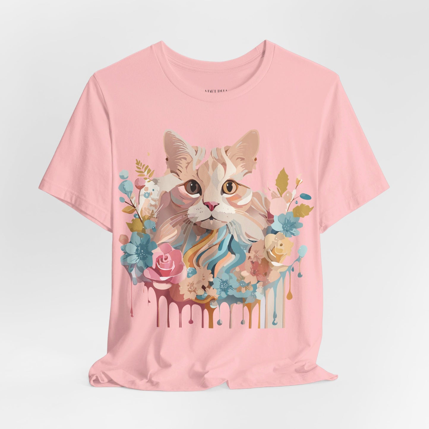 Natural Cotton Tee Shirt with Cat